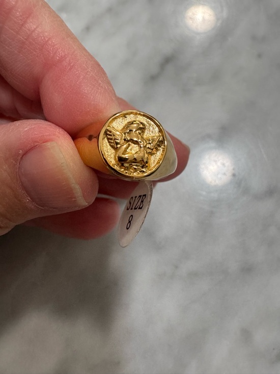 Jewelry - Gold Tone Signet Ring with Smooth Dome